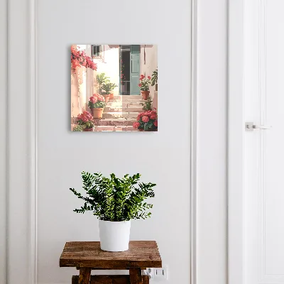 Flowers on stairs Key box for wall