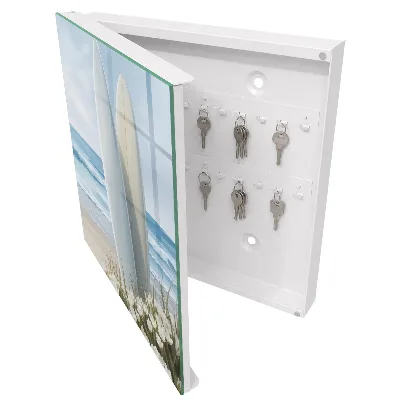 Wall mounted key box with beach relaxation design