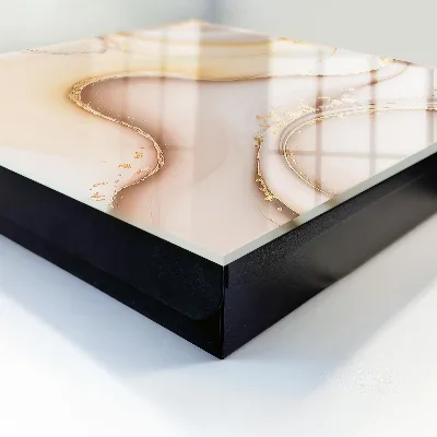 Wall-mounted key box with a beige waves design