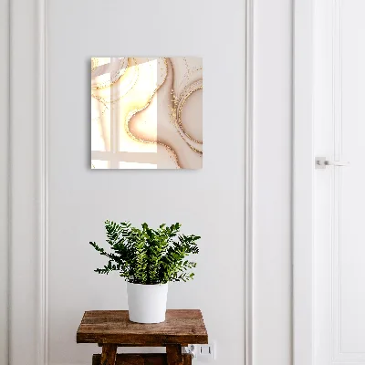 Wall-mounted key box with a beige waves design