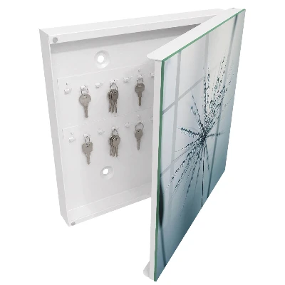 Key cabinet with dandelion and water drops print