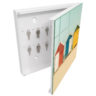 Wall mounted key box with colorful houses design