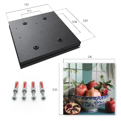 Wall-mounted key box in navy blue with a fruit pattern