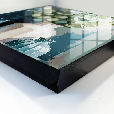 Wall-mounted key box with vases and leaves design