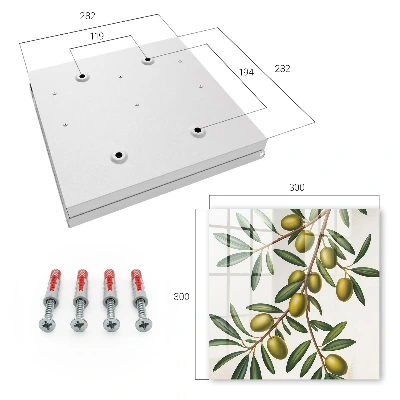 Key cabinet with an olives on a branch print