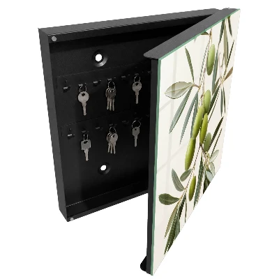 Wall-mounted key box with olive branch design