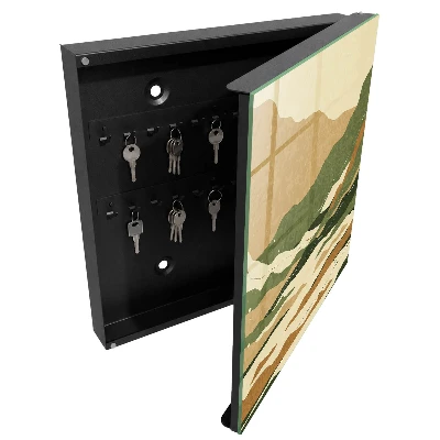 Wall-mounted key box with mountain peace design