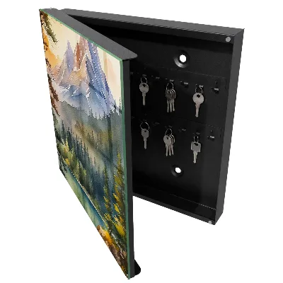 Key cabinet with a mountain landscape print