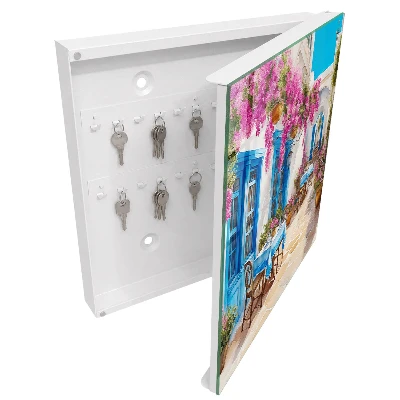 Wall-mounted key box floral alley design