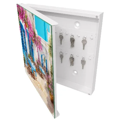 Wall-mounted key box floral alley design