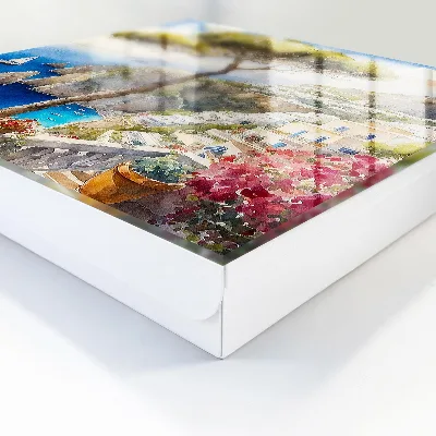Wall mounted key box with Mediterranean landscape design