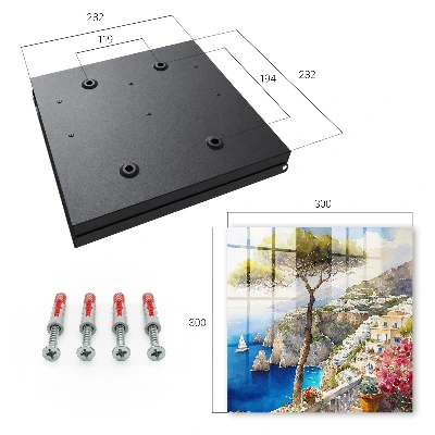 Wall mounted key box with Mediterranean landscape design