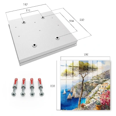 Wall mounted key box with Mediterranean landscape design