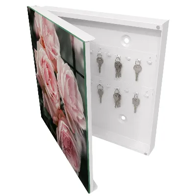 Key cabinet with pink roses design