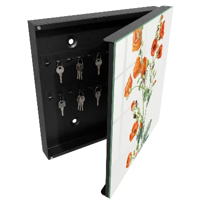Orange poppies Wall mounted key box