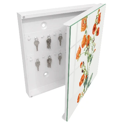 Orange poppies Wall mounted key box