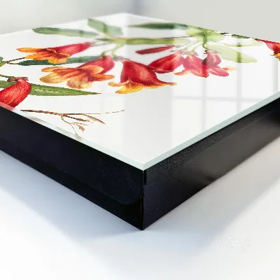 Wall-mounted key box with red flower pattern