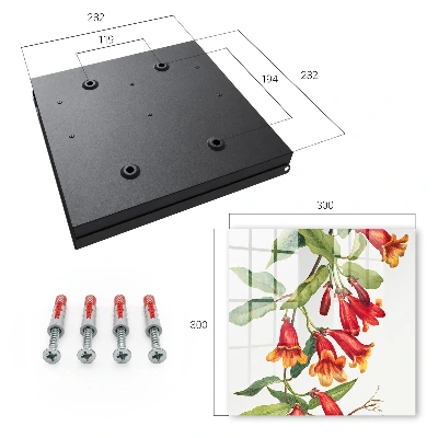 Wall-mounted key box with red flower pattern