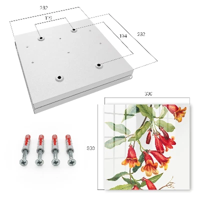 Wall-mounted key box with red flower pattern