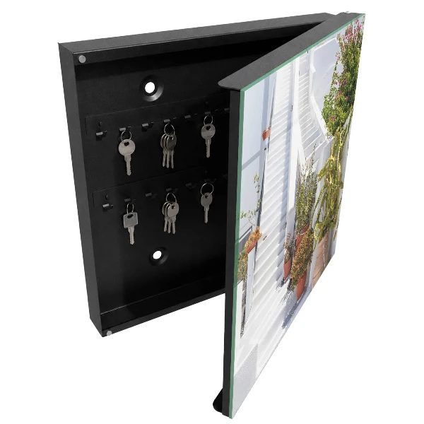 Key cabinet with stairs and plants design