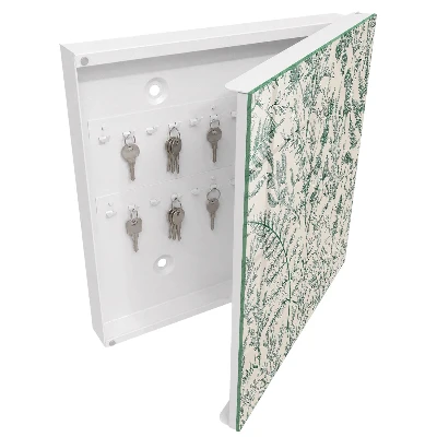 Wall-mounted key box with botanical motifs