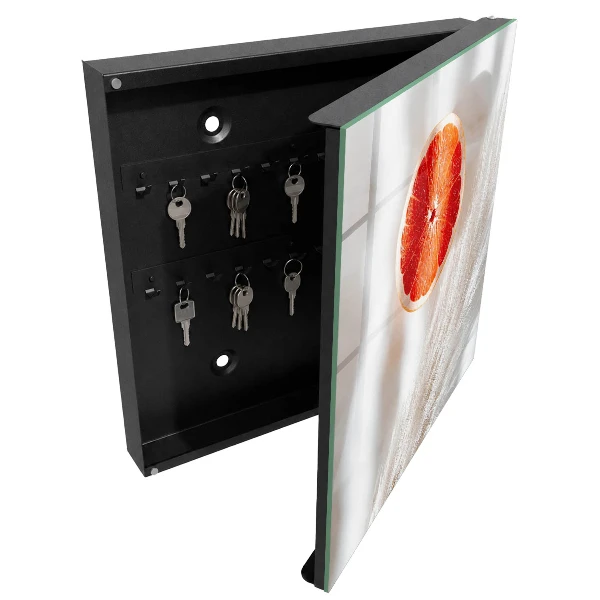 Key cabinet with red grapefruit and boho grass design