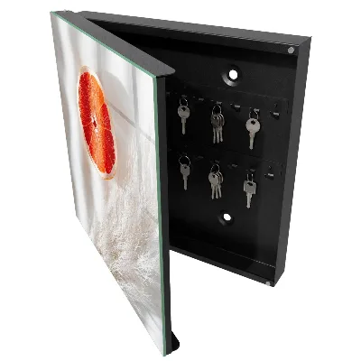 Key cabinet with red grapefruit and boho grass design