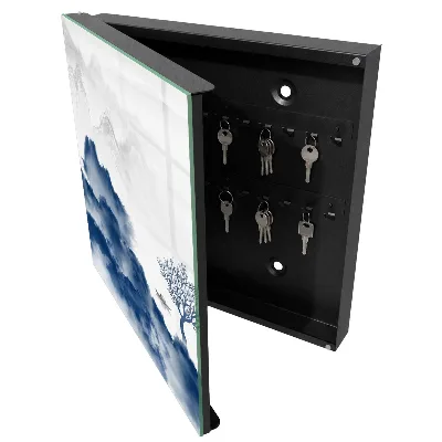 Wall-mounted key box mysterious mountains design