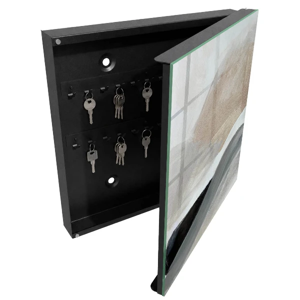 Wall-mounted key box in pastel harmony