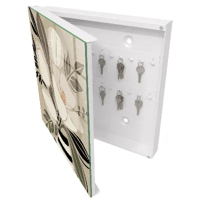 Wall mounted key box with a floral minimalist design