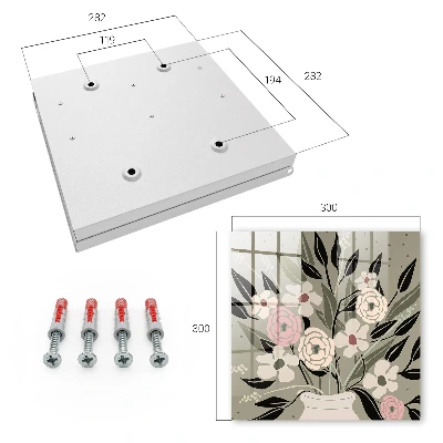 Wall-mounted key box with floral composition