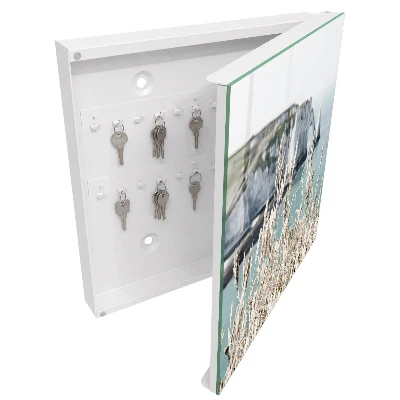 Wall mounted key box with cliffs and grasses design