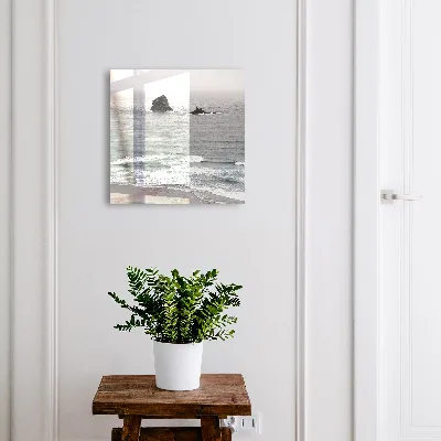Wall mounted key box with sea and rocks design