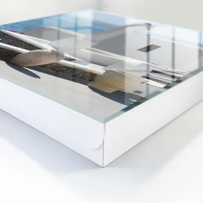 Key cabinet with a scenic Greek seaside village print