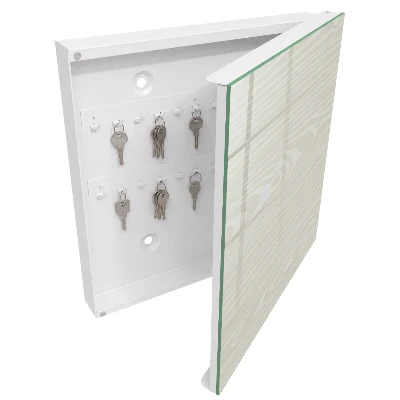 Wood slat wall mounted key box with a wood slat design
