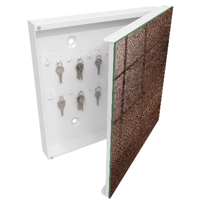 Wall mounted key box in brown wood