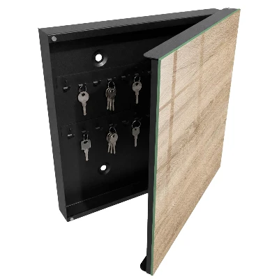 Wall-mounted key box with wood texture
