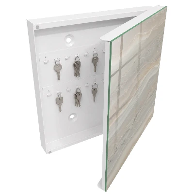 Wall-mounted key box beige waves design