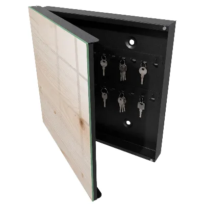 Wall-mounted key box with wood texture