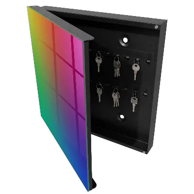 Wall-mounted key box in a colorful gradient finish