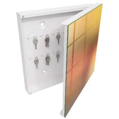 Wall mounted key box with a warm gradient finish