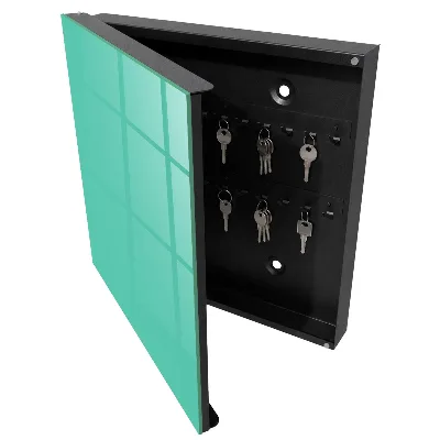 Wall mounted key box in vibrant mint