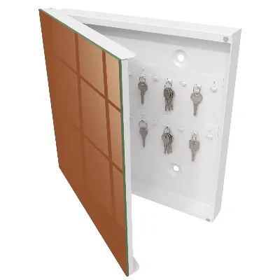 Wall mounted key box in dark orange