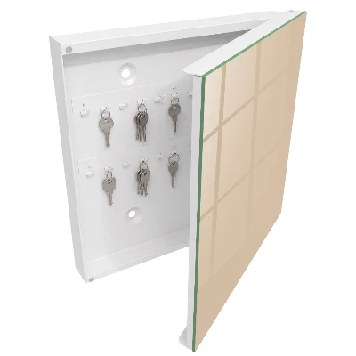 Wall mounted key box in beige and orange