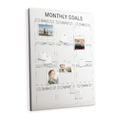 Cork memo board Monthly Goals