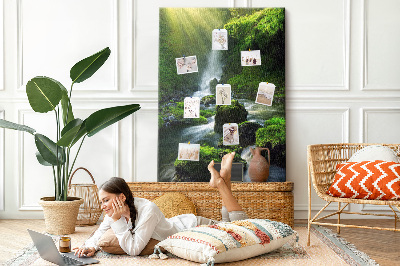 Cork memo board Waterfall with rocks