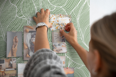 Cork memo board Big leaves pattern