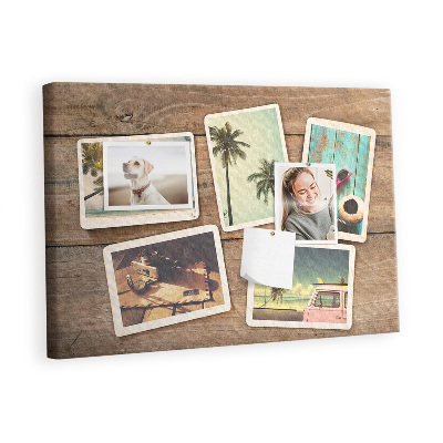 Decorative corkboard Polaroid photos