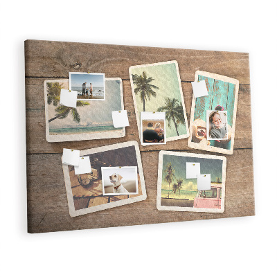 Decorative corkboard Polaroid photos