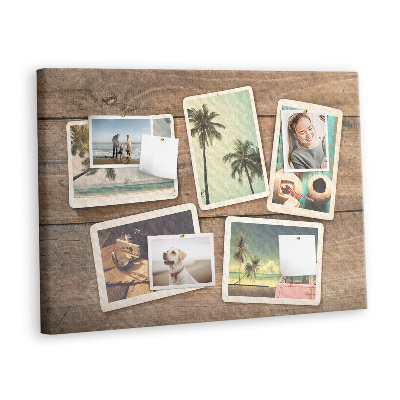 Decorative corkboard Polaroid photos